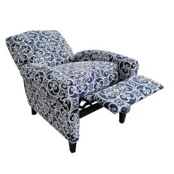 Kirklands Home Sky Fretwork Upholstered High Back Recliner Blue