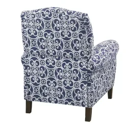 Kirklands Home Sky Fretwork Upholstered High Back Recliner Blue