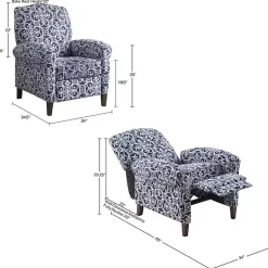 Kirklands Home Sky Fretwork Upholstered High Back Recliner Blue