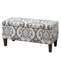 Kirklands Home Slate Blue Ikat Storage Ottoman Discount