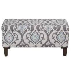 Kirklands Home Slate Blue Ikat Storage Ottoman Discount