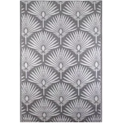 Kirklands Home Slate Fan Leaf Outdoor Area Rug, 4x6 New