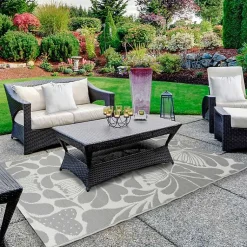 Kirklands Home Slate Floral Outdoor Area Rug, 4x6 Outlet