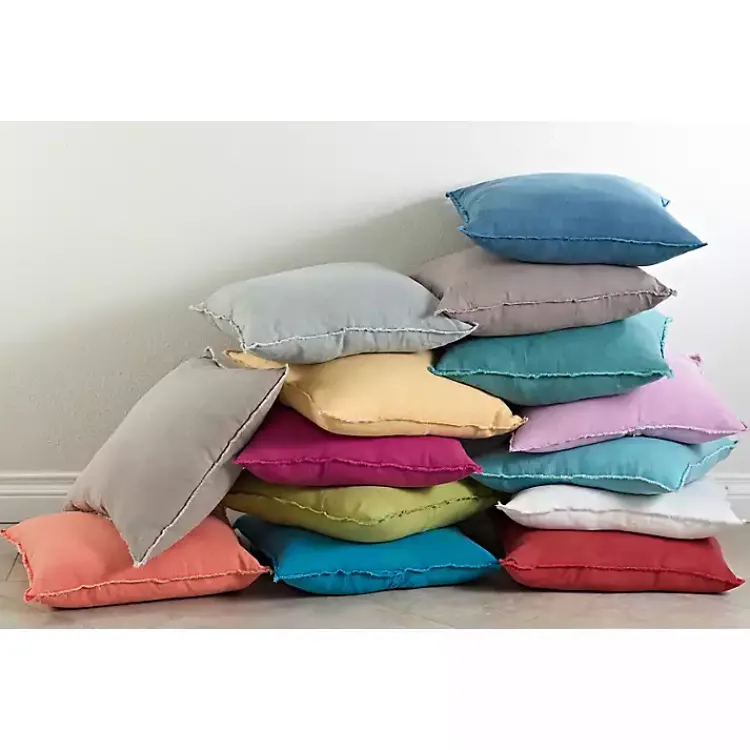 Pillows>Kirklands Home Slate Fringed Edge Pillow Gray
