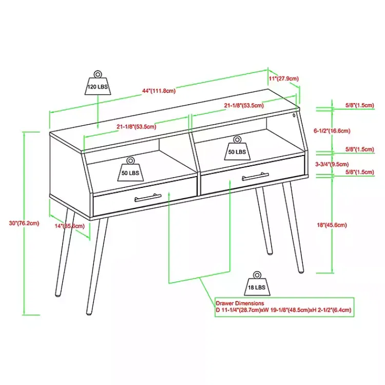 Kirklands Home Slate 2-Drawer Henry Console Table Gray