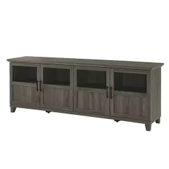 Kirklands Home Slate Glass Paneled Door TV Stand Gray Outlet