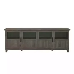 Kirklands Home Slate Glass Paneled Door TV Stand Gray Outlet
