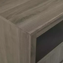 Kirklands Home Slate Glass Paneled Door TV Stand Gray Outlet