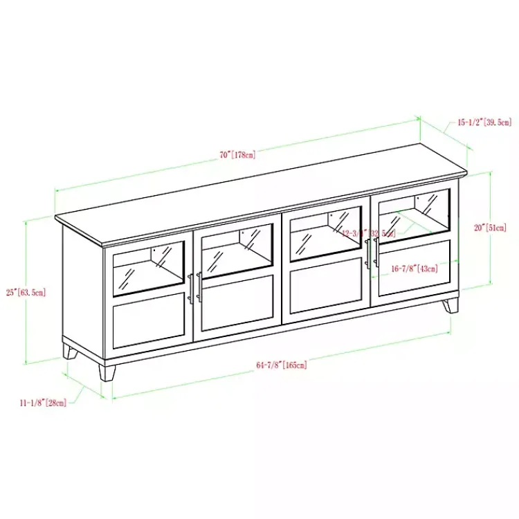 Kirklands Home Slate Glass Paneled Door TV Stand Gray Outlet