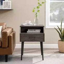 Kirklands Home Slate Open Storage Accent Table Gray Sale
