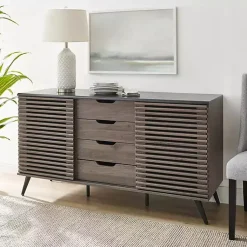 Kirklands Home Slate Slatted 4-Drawer Cabinet Gray Discount