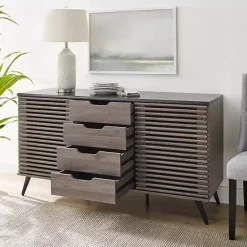 Kirklands Home Slate Slatted 4-Drawer Cabinet Gray Discount