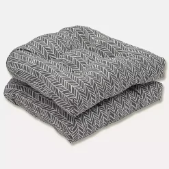 Kirklands Home Slate Herringbone Outdoor Seat Cushions, Set of 2 Gray Outlet