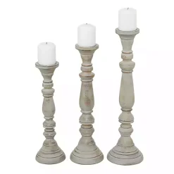 Candle Holders>Kirklands Home Slate Rustic Mango Wood 3-pc. Candle Holder Set Gray