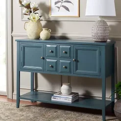 Kirklands Home Slate Teal 4-Drawer Charlotte Sideboard Blue Discount