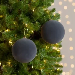 Christmas Ornaments>Kirklands Home Slate Velvet Ball 2-pc. Ornament Set, 4 in. Gray