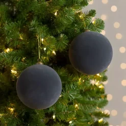 Christmas Ornaments>Kirklands Home Slate Velvet Ball 2-pc. Ornament Set, 6 in. Gray