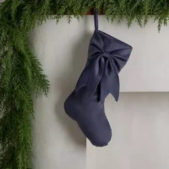 Christmas Stockings & Stocking Holders>Kirklands Home Slate Velvet Bow Christmas Stocking Gray