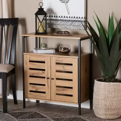 Kirklands Home Slatted Oak Wood Cabinet Online
