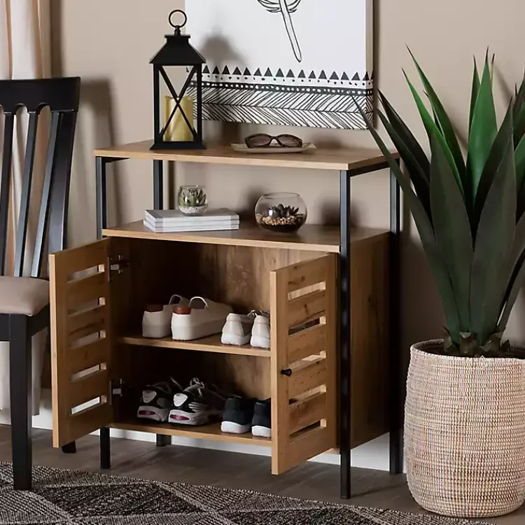 Kirklands Home Slatted Oak Wood Cabinet Online
