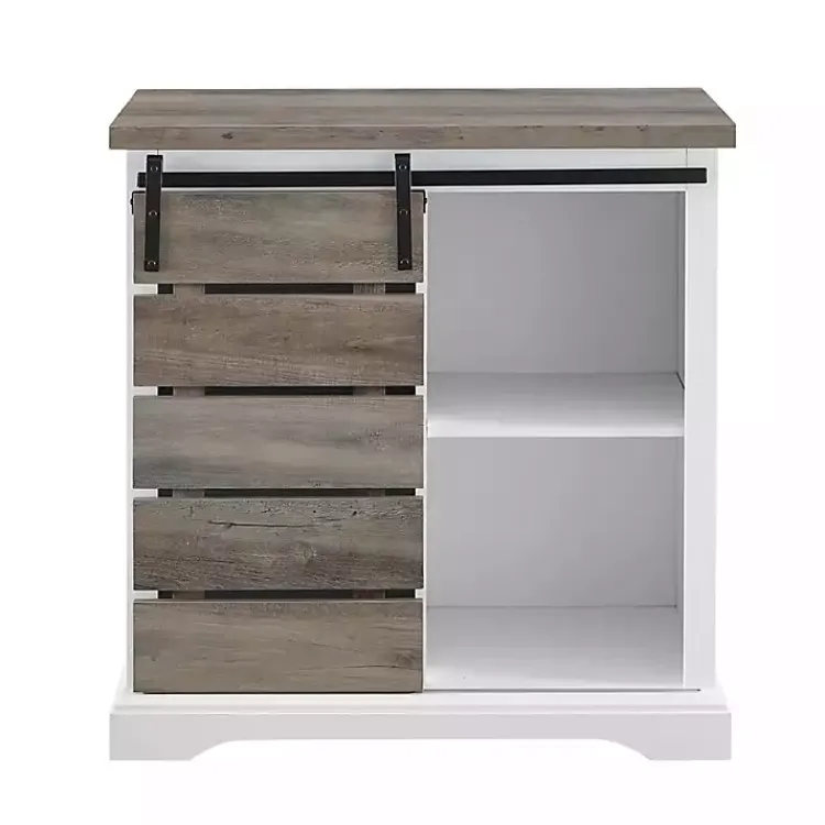 Kirklands Home Slatted Sliding Barn Door White and Cabinet Gray Hot