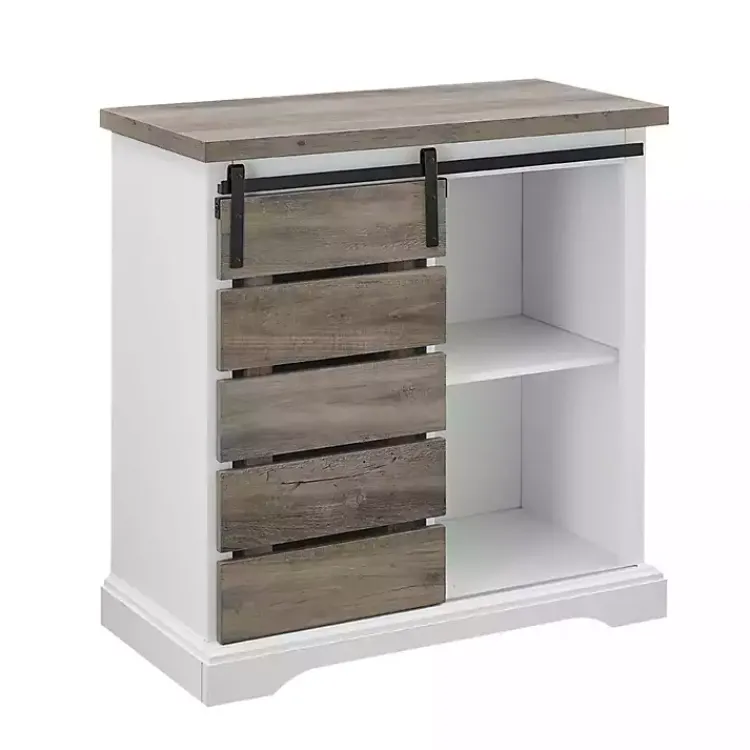 Kirklands Home Slatted Sliding Barn Door White and Cabinet Gray Hot