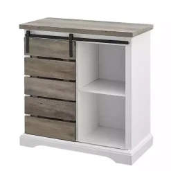 Kirklands Home Slatted Sliding Barn Door White and Cabinet Gray Hot