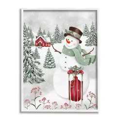 Christmas Art & Wall Decor>Kirklands Home Sledding Snowman Framed Art Print