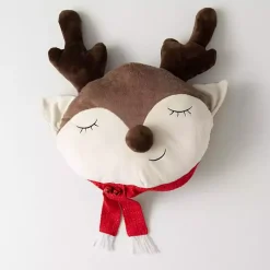 Christmas Pillows>Kirklands Home Sleepy Reindeer Plush Christmas Pillow Brown