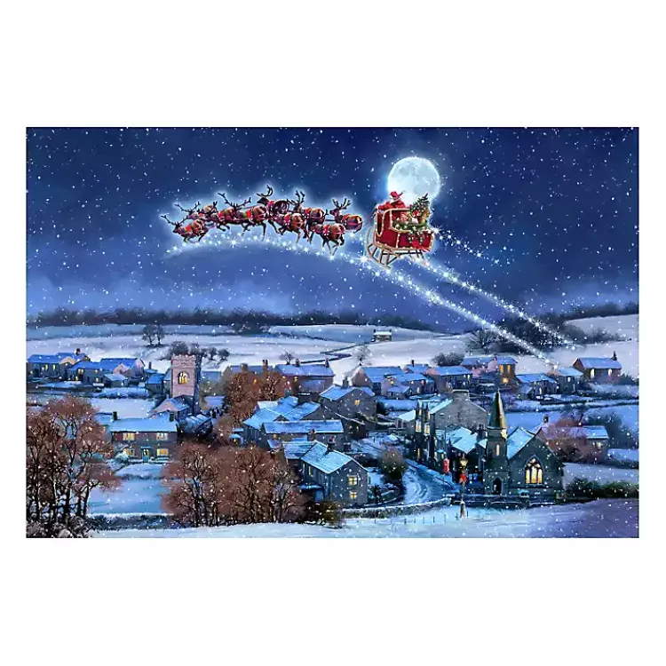 Christmas Art & Wall Decor>Kirklands Home Sleigh Over Town Canvas Art Print Multi