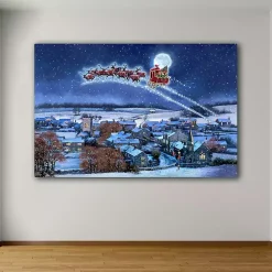 Christmas Art & Wall Decor>Kirklands Home Sleigh Over Town Canvas Art Print Multi