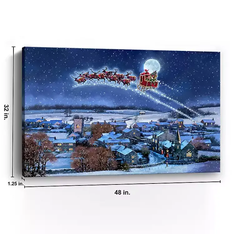 Christmas Art & Wall Decor>Kirklands Home Sleigh Over Town Canvas Art Print Multi