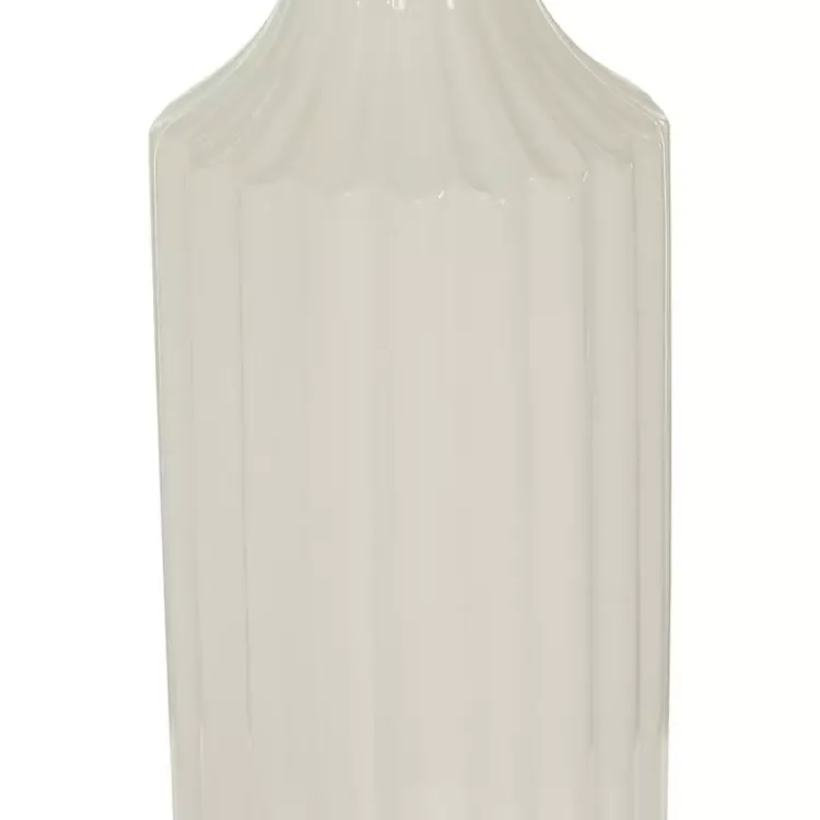 Vases>Kirklands Home Slender Curtain Ribbed Vase White