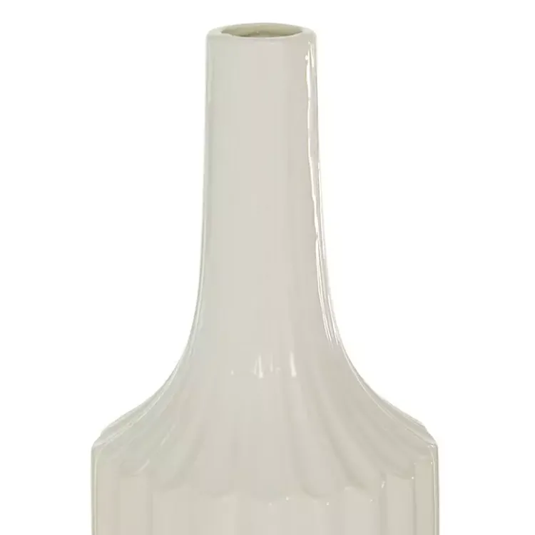 Vases>Kirklands Home Slender Curtain Ribbed Vase White