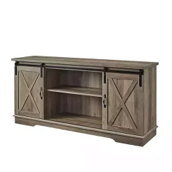 Kirklands Home Sliding Barn Door Open Shelf Wash TV Stand Gray Online