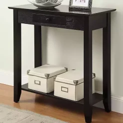 Kirklands Home Slim Single Drawer Console Table Black