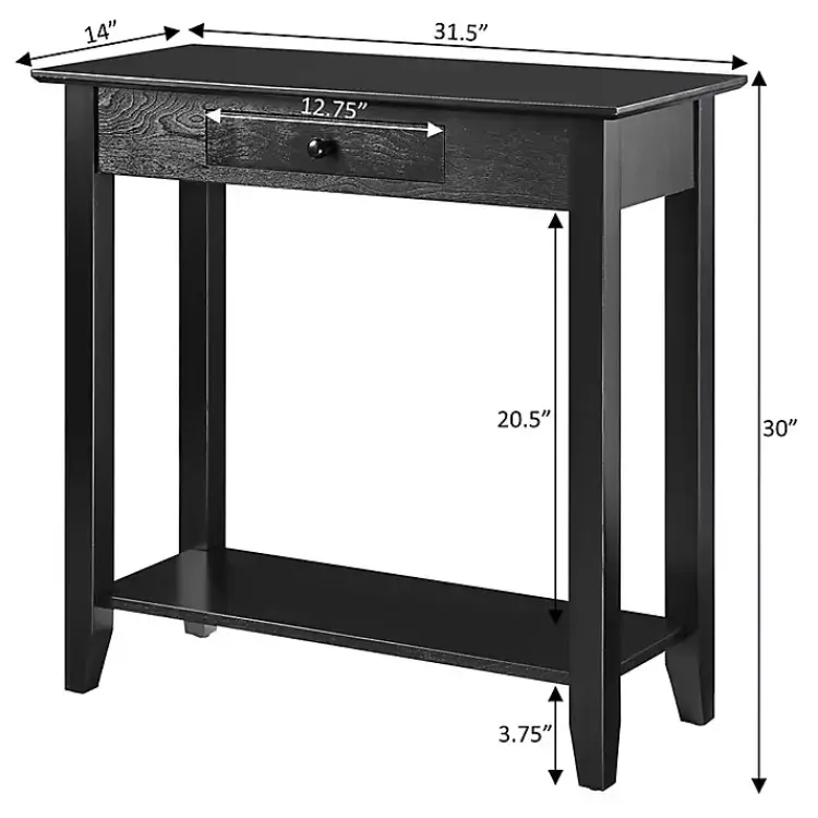 Kirklands Home Slim Single Drawer Console Table Black