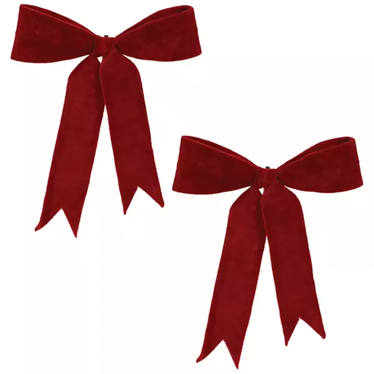 Christmas Decorations>Kirklands Home Small Velvet Christmas Bows, Set of 2 Red