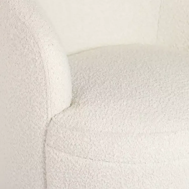 Kirklands Home Small Round Cream Boucle Swivel Accent Chair White