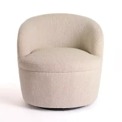 Kirklands Home Small Round Sand Boucle Swivel Accent Chair Tan Best