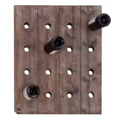 Decorative Accents>Kirklands Home Small Rustic Barn Wood Wine Bottle Holder Brown