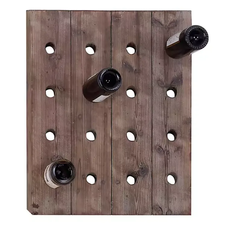 Decorative Accents>Kirklands Home Small Rustic Barn Wood Wine Bottle Holder Brown