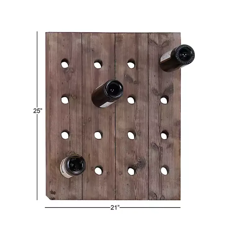 Decorative Accents>Kirklands Home Small Rustic Barn Wood Wine Bottle Holder Brown
