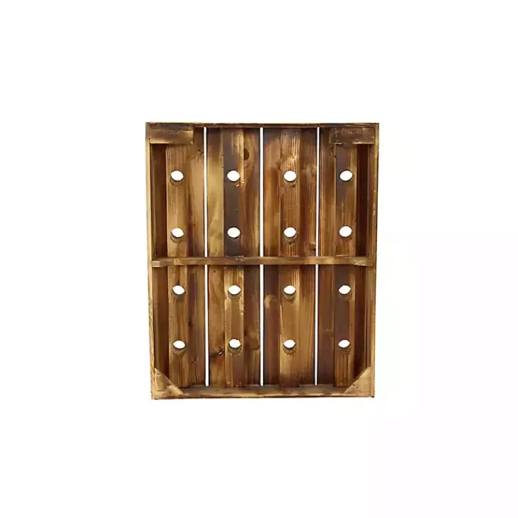 Decorative Accents>Kirklands Home Small Rustic Barn Wood Wine Bottle Holder Brown