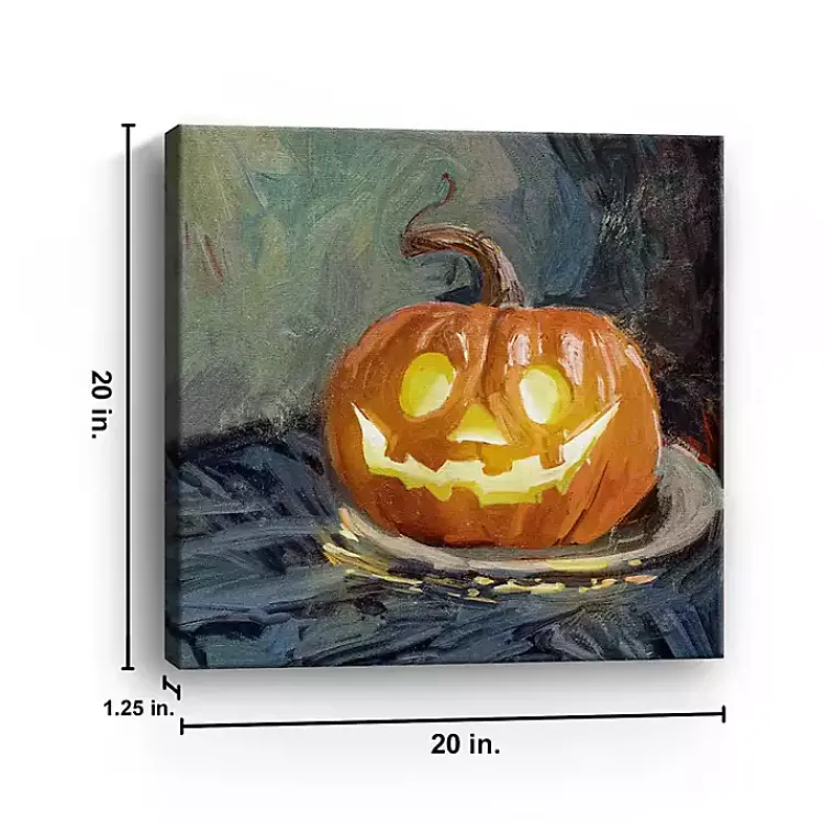 Halloween>Kirklands Home Smiling Jack O Lantern Canvas Art Print Orange