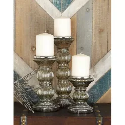 Candle Holders>Kirklands Home Smoke Glass Pillar Candle Holders, Set of 3 Gray