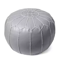 Poufs & Floor Cushions>Kirklands Home Smoke Moroccan Leather Pouf Gray