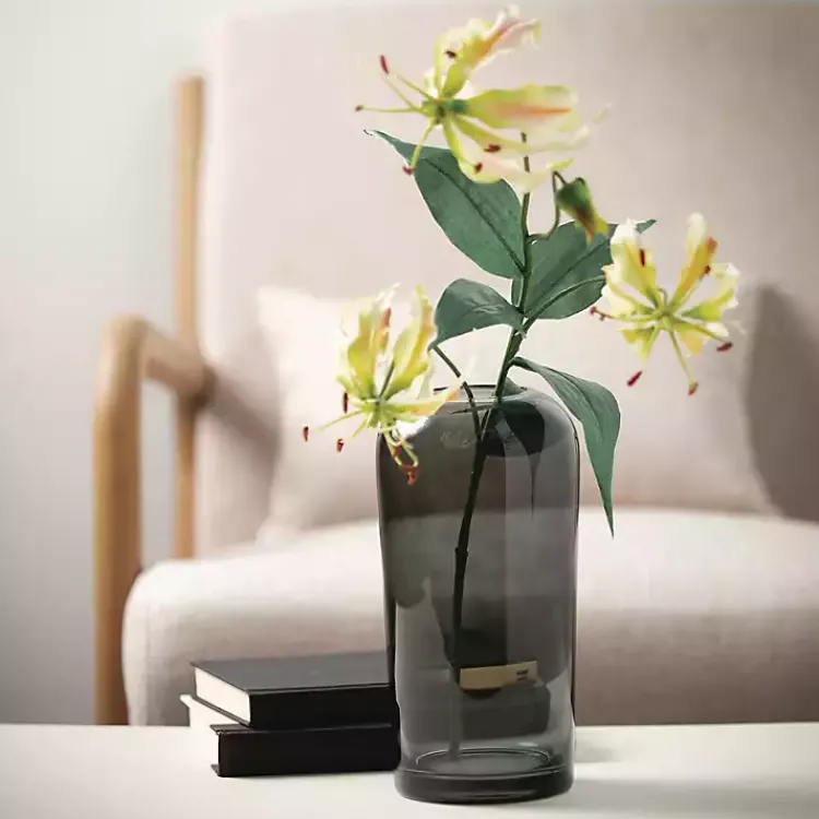 Vases>Kirklands Home Smoked Glass Vase, 10 in. Gray