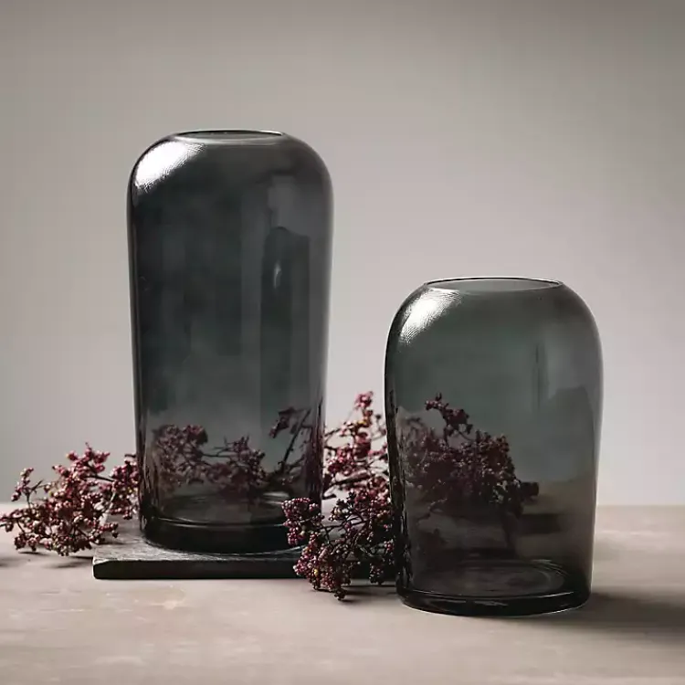 Vases>Kirklands Home Smoked Glass Vase, 10 in. Gray