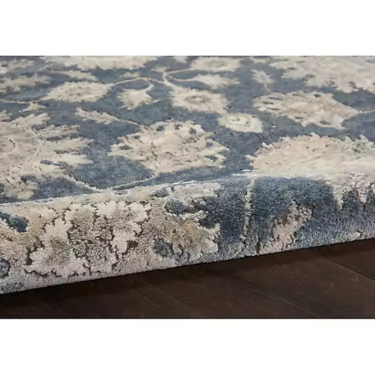 Kirklands Home Smokey Blue and Ivory Floral Runner, 2x7 New